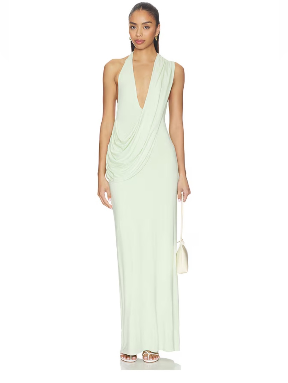 NBD Lirona Maxi Dress Mint Draped knit jersey gown Revolve NWT Sz S